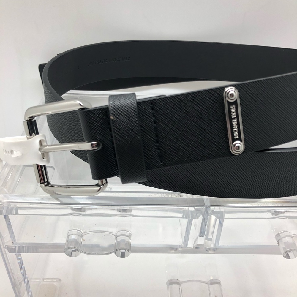 Michael Kors szLg Black Syn. Belt w/ silver Buckle